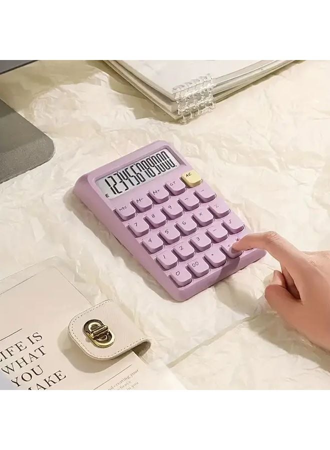Purple Solar Powered 12 Digit Large Button Scientific Calculator Dual Power High Definition Display - Image 1